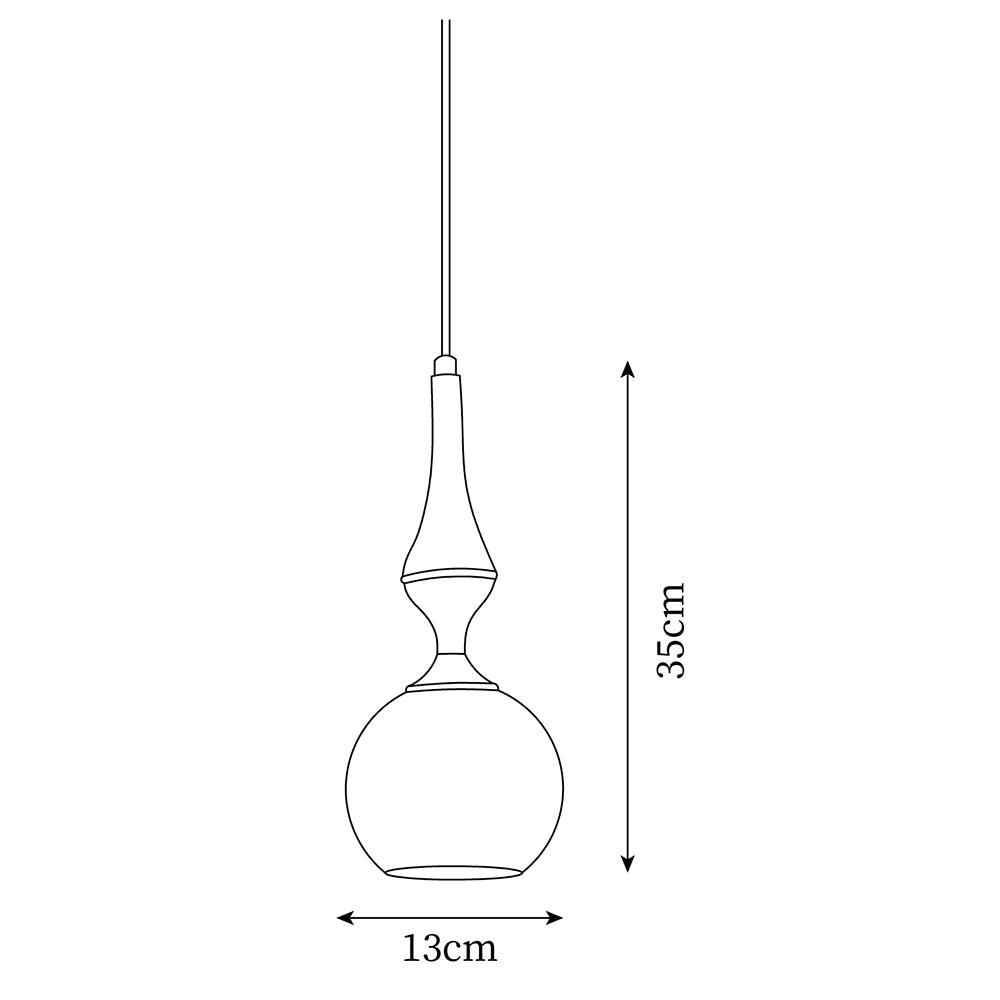 Pendant Lamp White Glass Shade Brown Turned Vintage