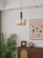 Avshaara Traditional Elegance Vintage Fabric Wood Pendant Light