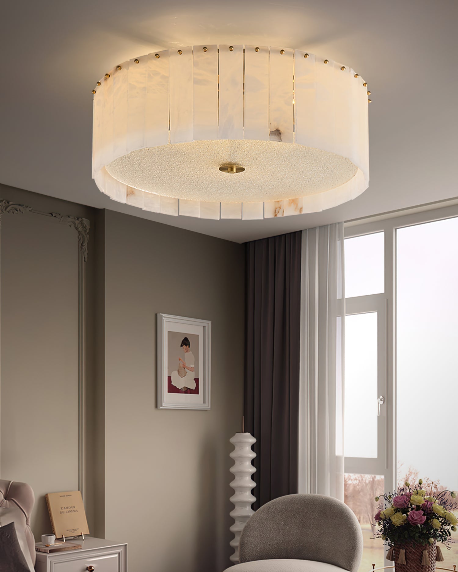 Elysian Ceiling Lamp Alabaster Halo