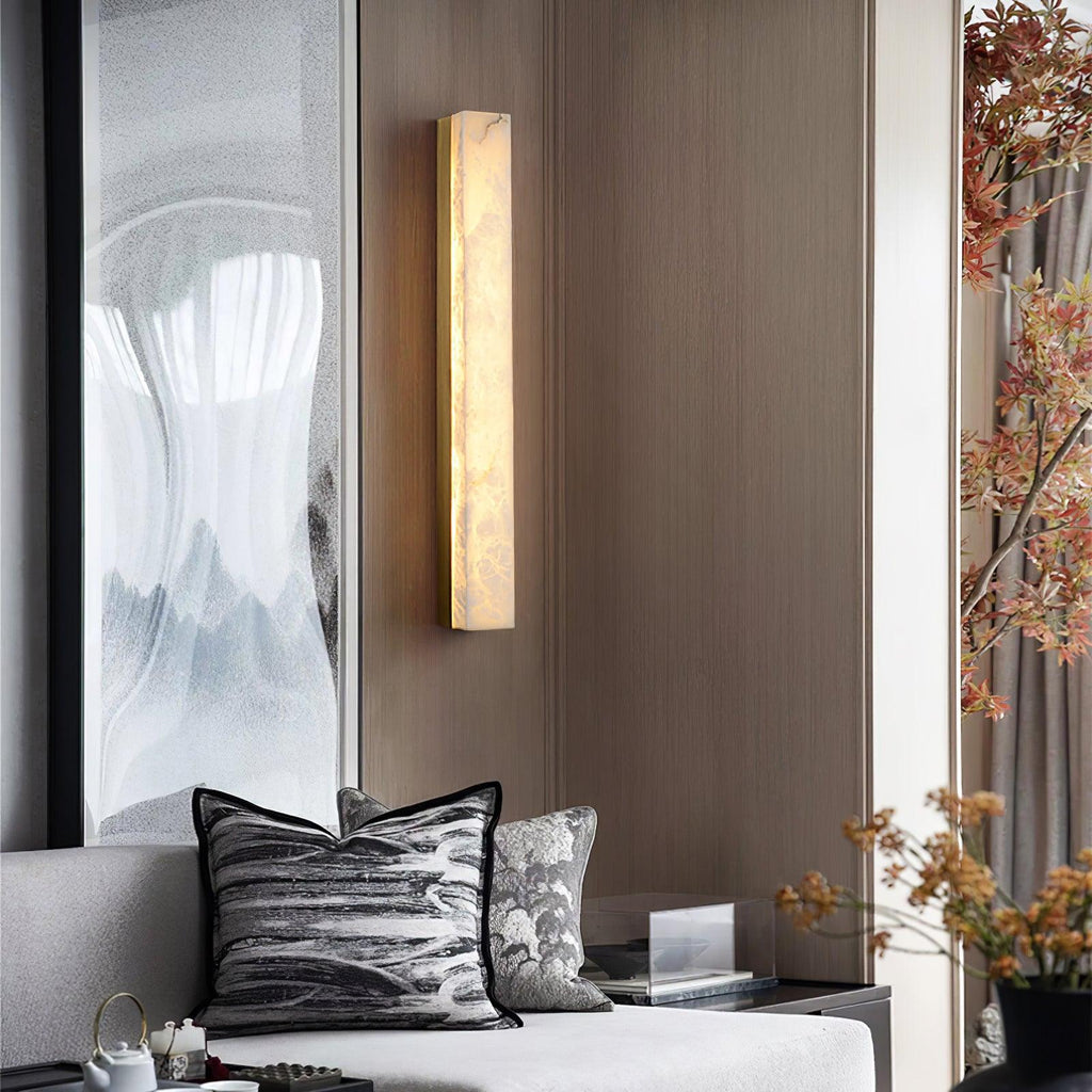 Kristy Linear Brass  Alabaster Wall Lamp