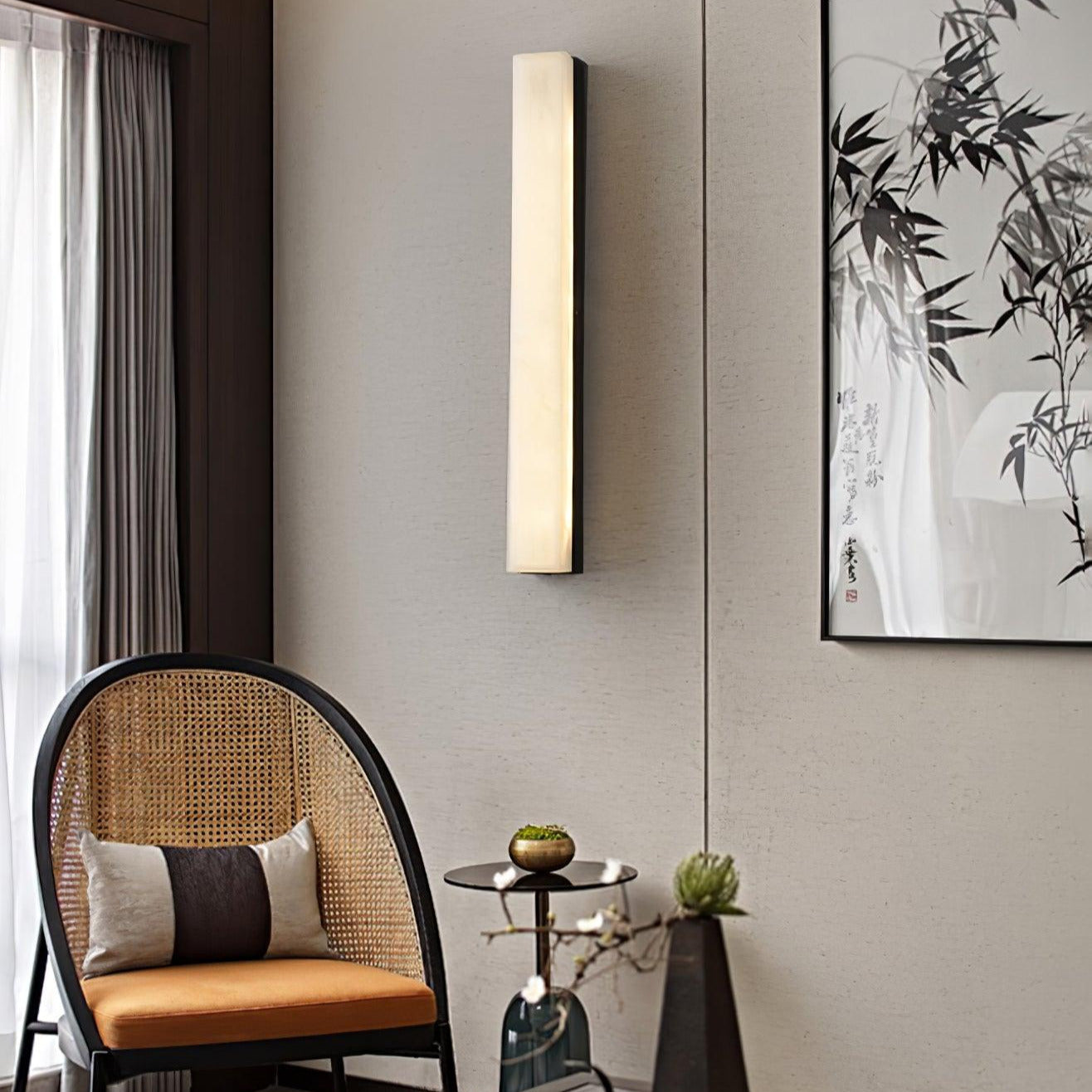 Kristy Linear Brass  Alabaster Wall Lamp