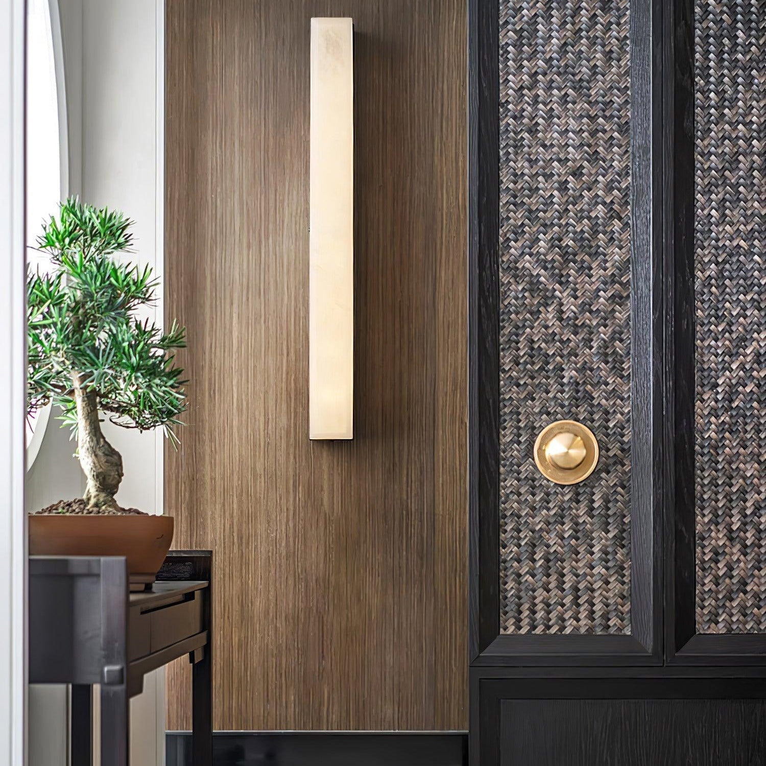 Kristy Linear Brass  Alabaster Wall Lamp