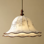 Ilsilis Traditional Elegance Floral Fabric Wood Pendant Lamp