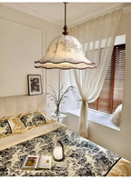 Ilsilis Traditional Elegance Floral Fabric Wood Pendant Lamp