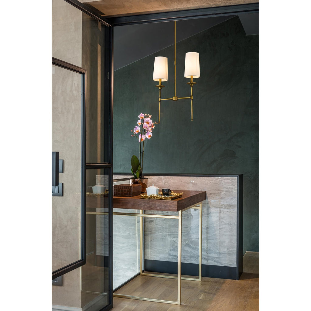 Verinyra Vintage Industrial Linear Brass Fabric Chandelier