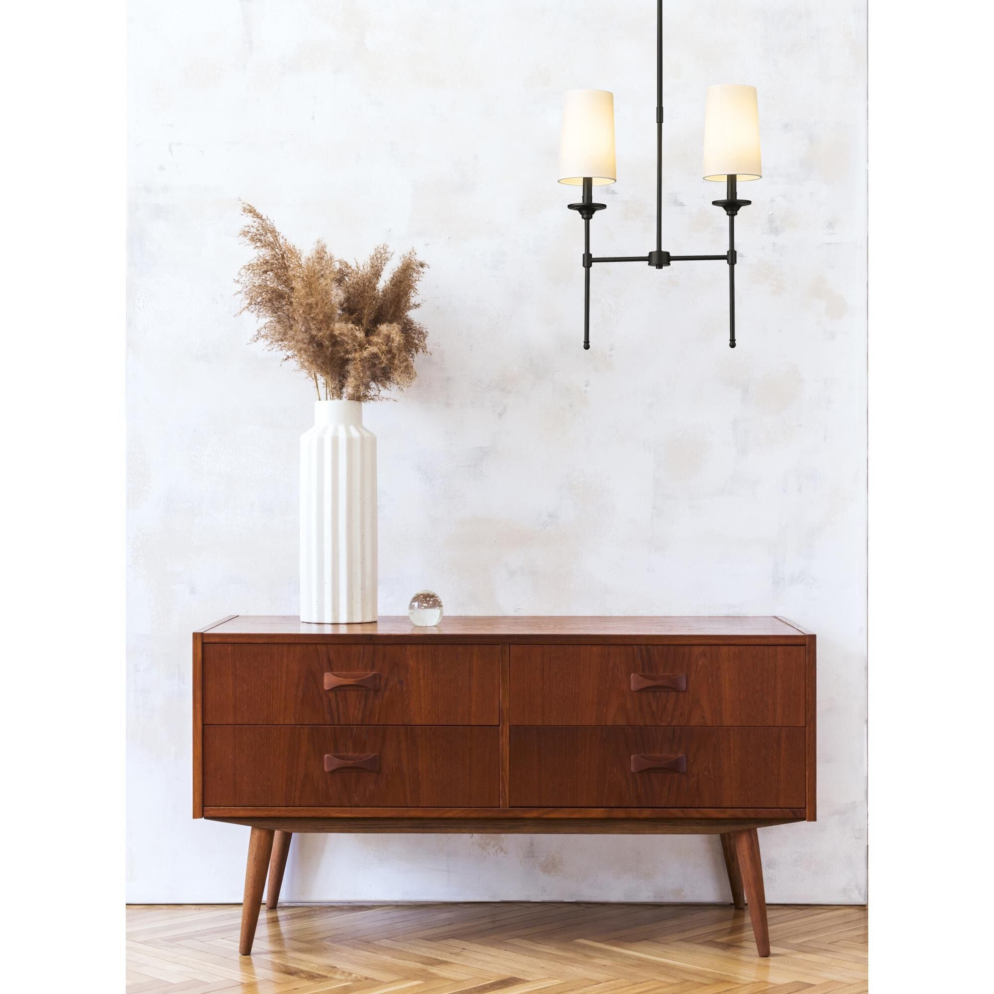 Verinyra Vintage Industrial Linear Brass Fabric Chandelier