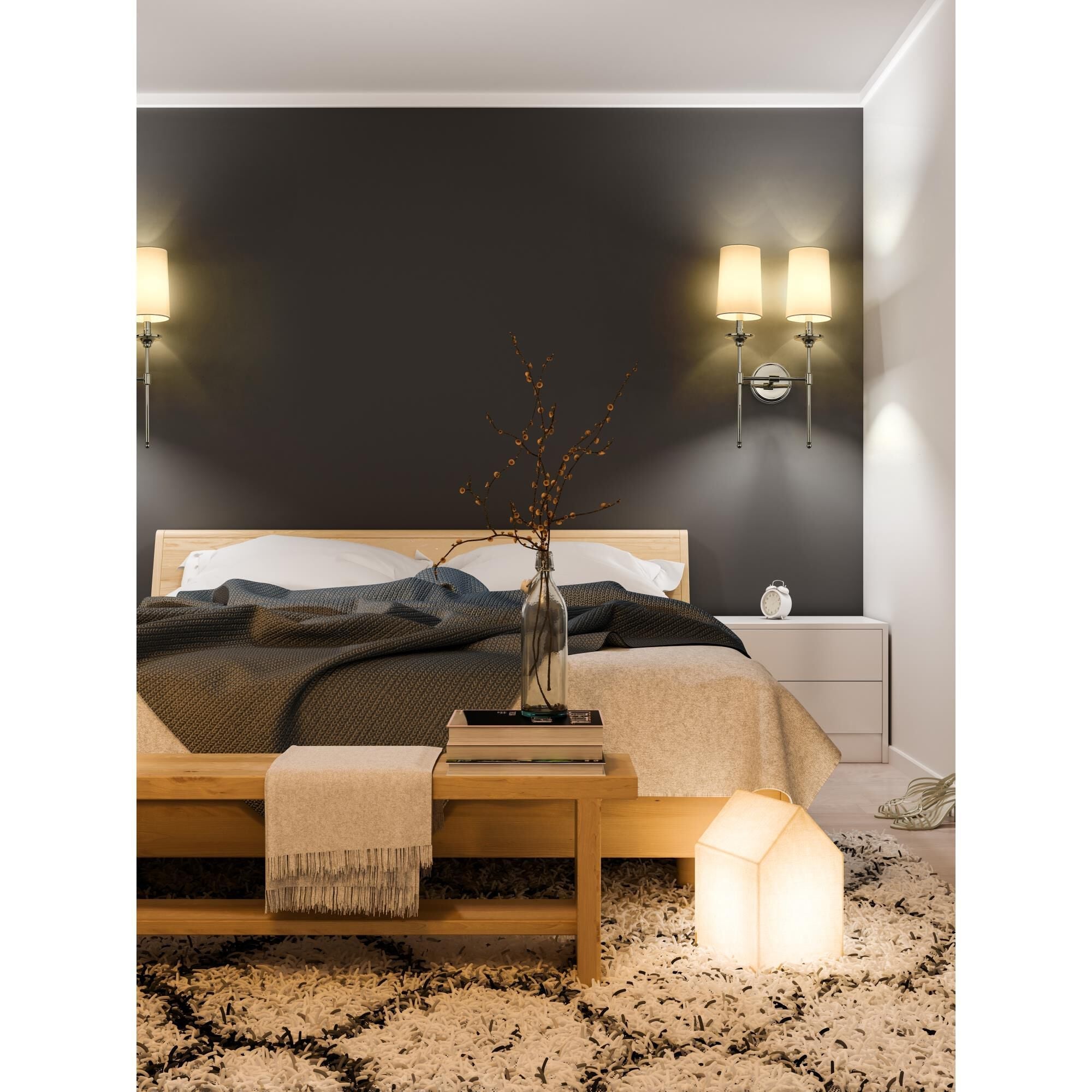Esileth Vintage Industrial Brass Fabric Wall Lamp