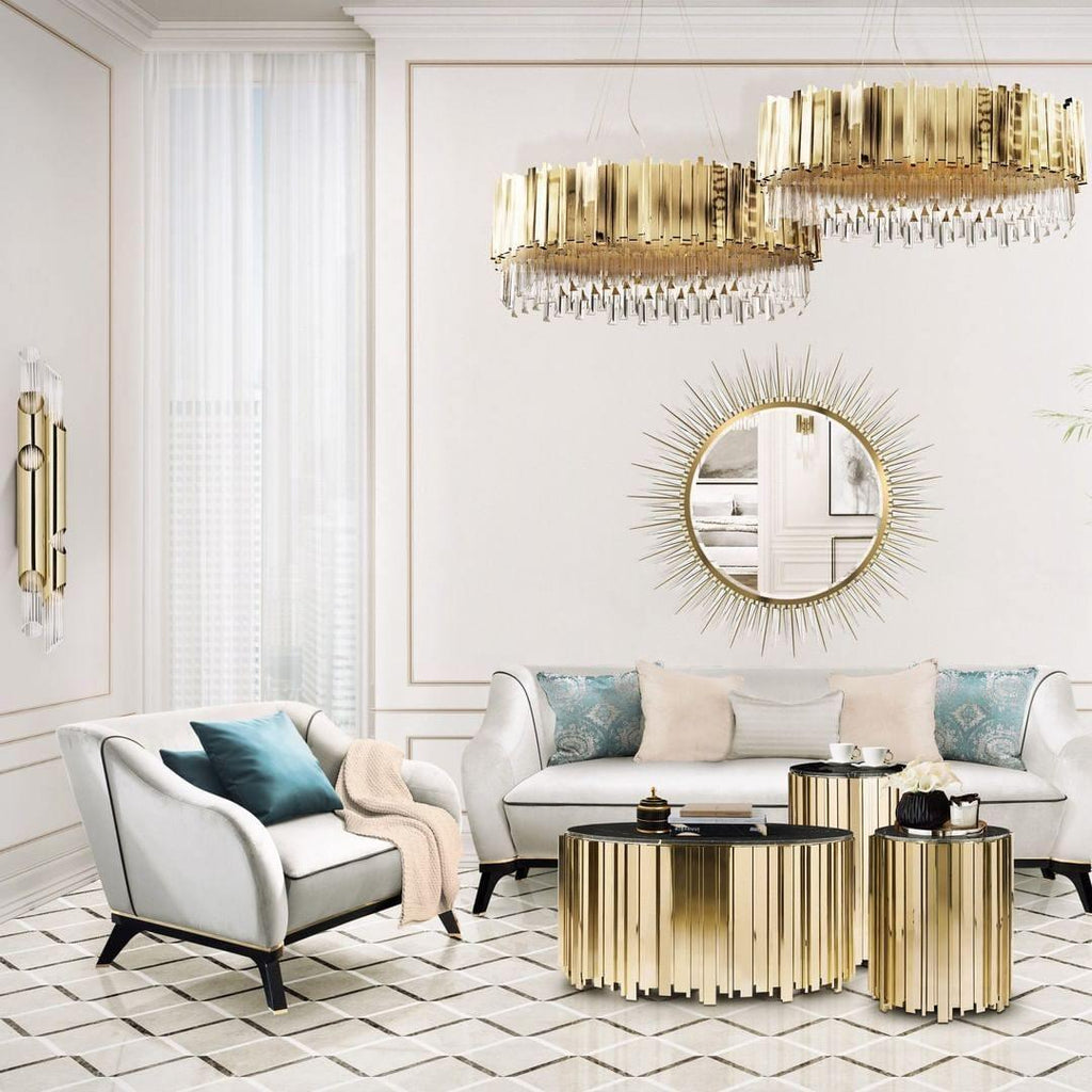 Lustra Chandelier Gold Crystal Golden