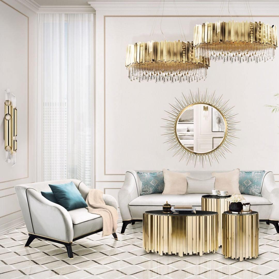 Lustra Chandelier Gold Crystal Golden