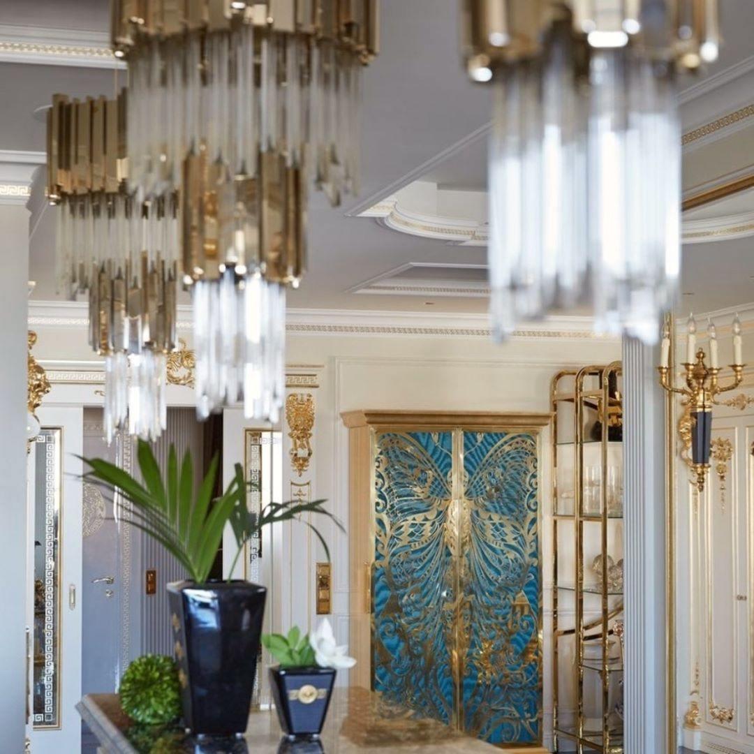 Lustra Chandelier Gold Crystal Golden