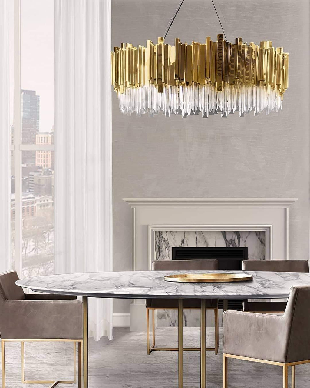 Lustra Chandelier Gold Crystal Golden