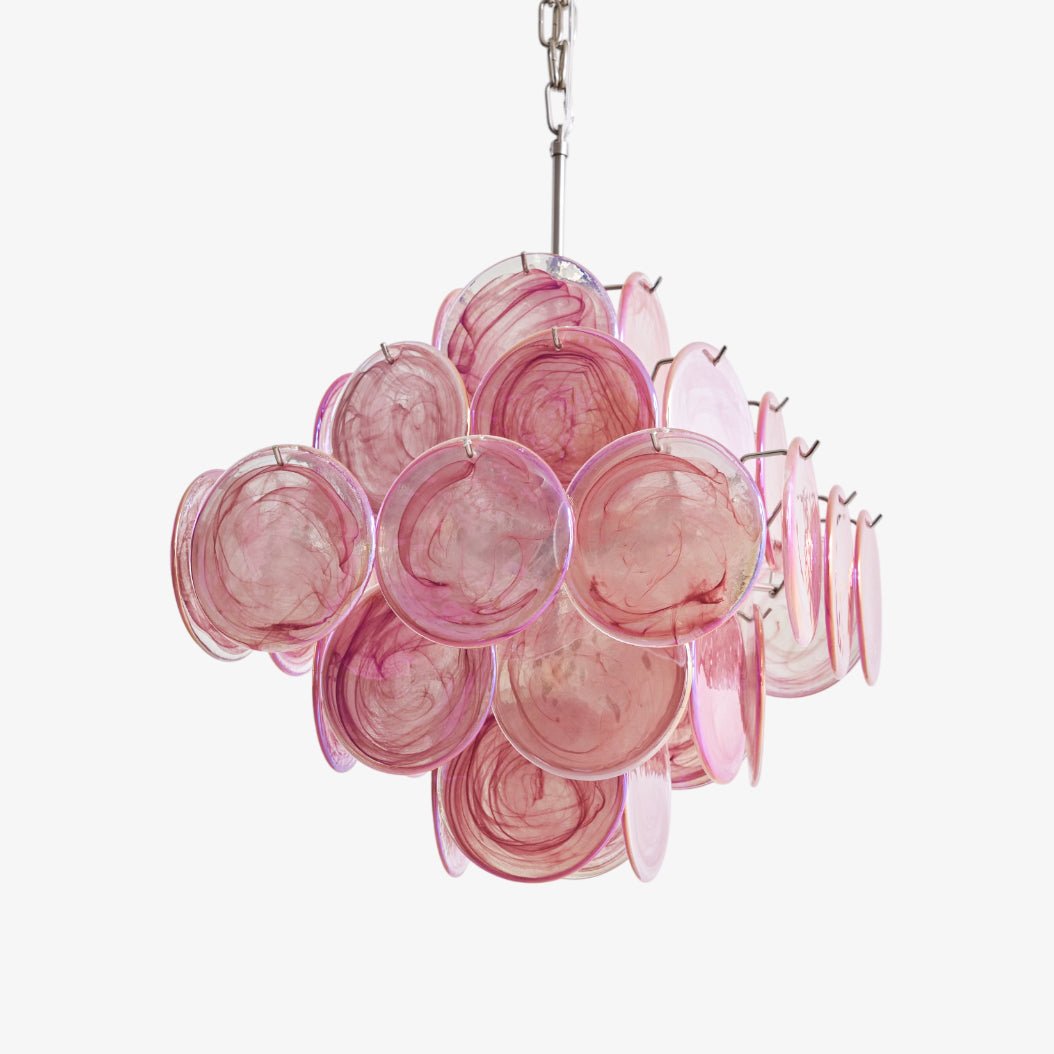 Aurora Chandelier Pink Glass Disc Layered Romantic