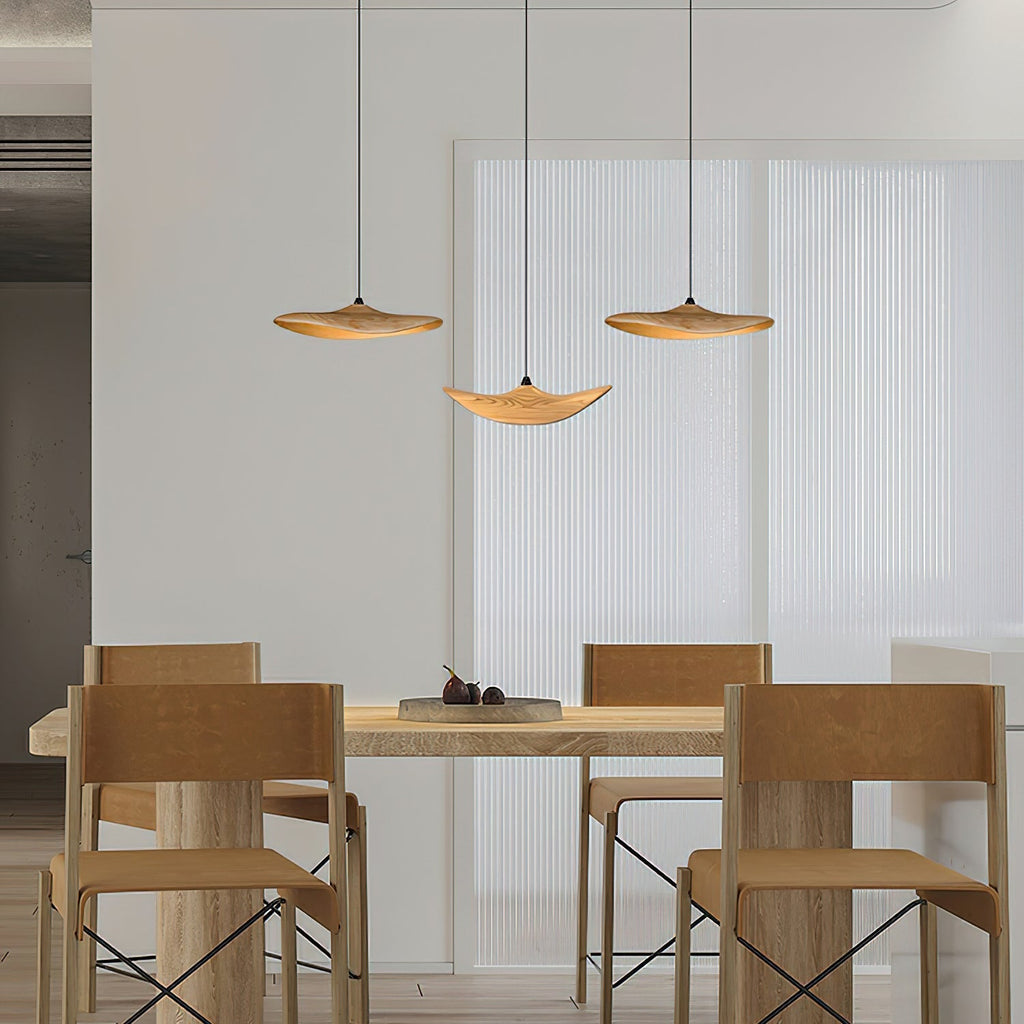 Abbott Modern Minimalist Empty Leaf Wood Chandelier