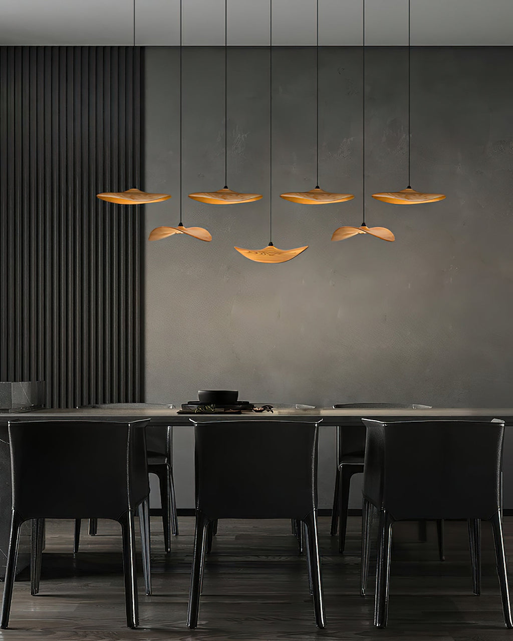 Abbott Modern Minimalist Empty Leaf Wood Chandelier