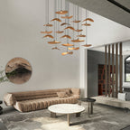 Abbott Modern Minimalist Empty Leaf Wood Chandelier