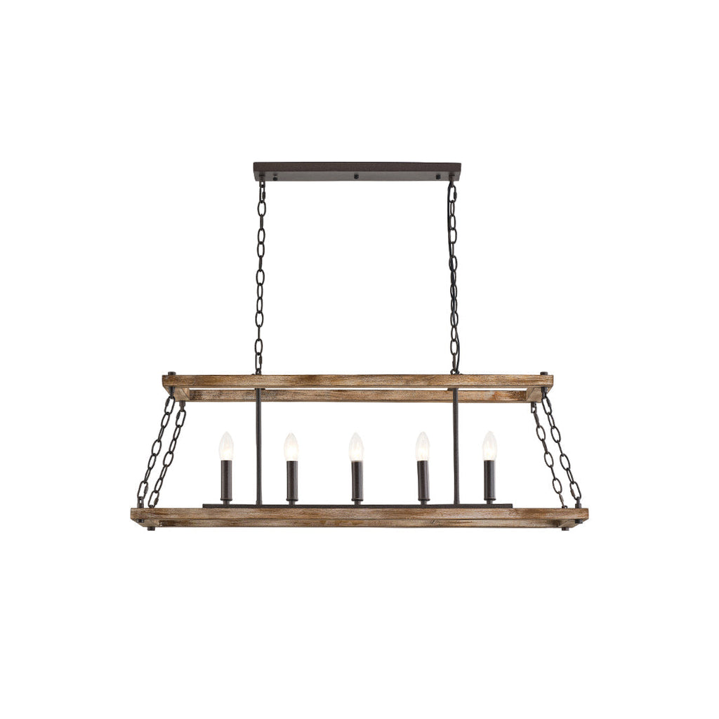 Ilcaryra Vintage Industrial Island Wood Chandelier