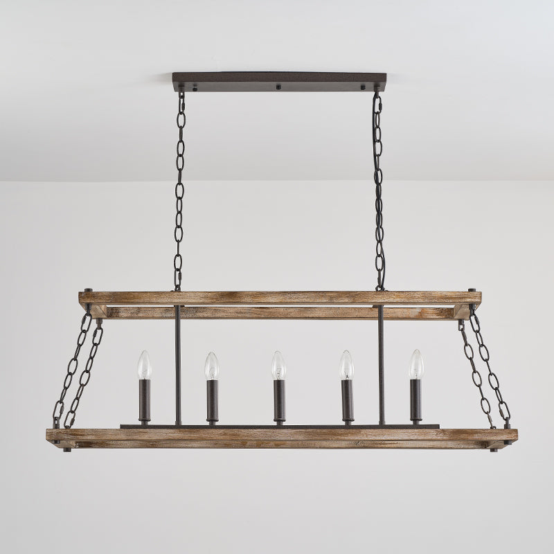Ilcaryra Vintage Industrial Island Wood Chandelier