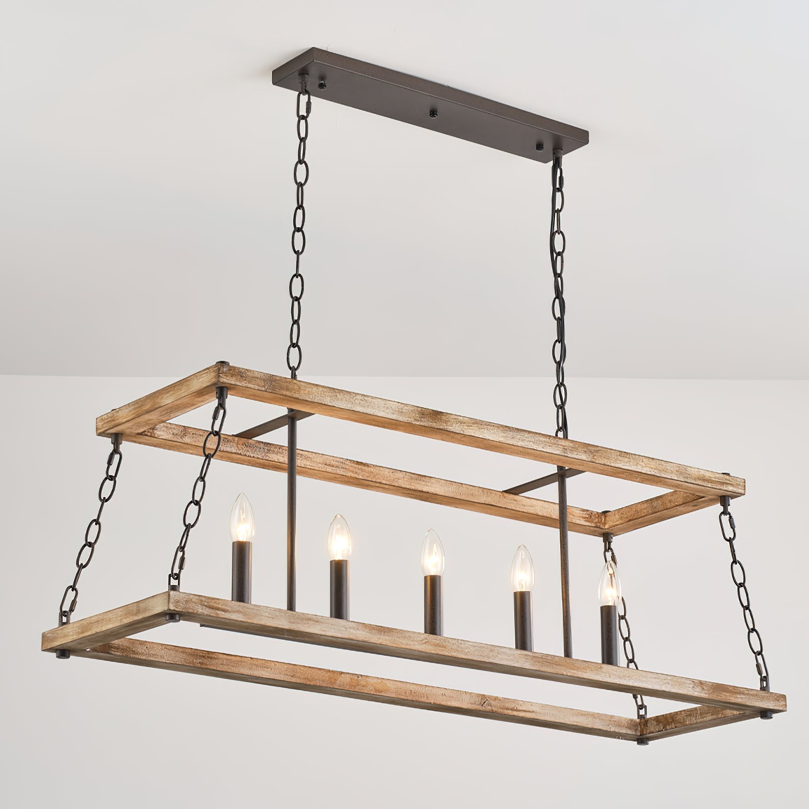 Ilcaryra Vintage Industrial Island Wood Chandelier