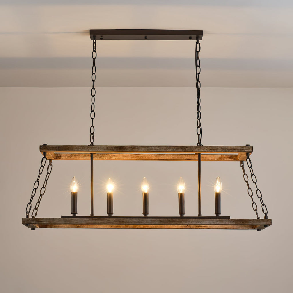 Ilcaryra Vintage Industrial Island Wood Chandelier