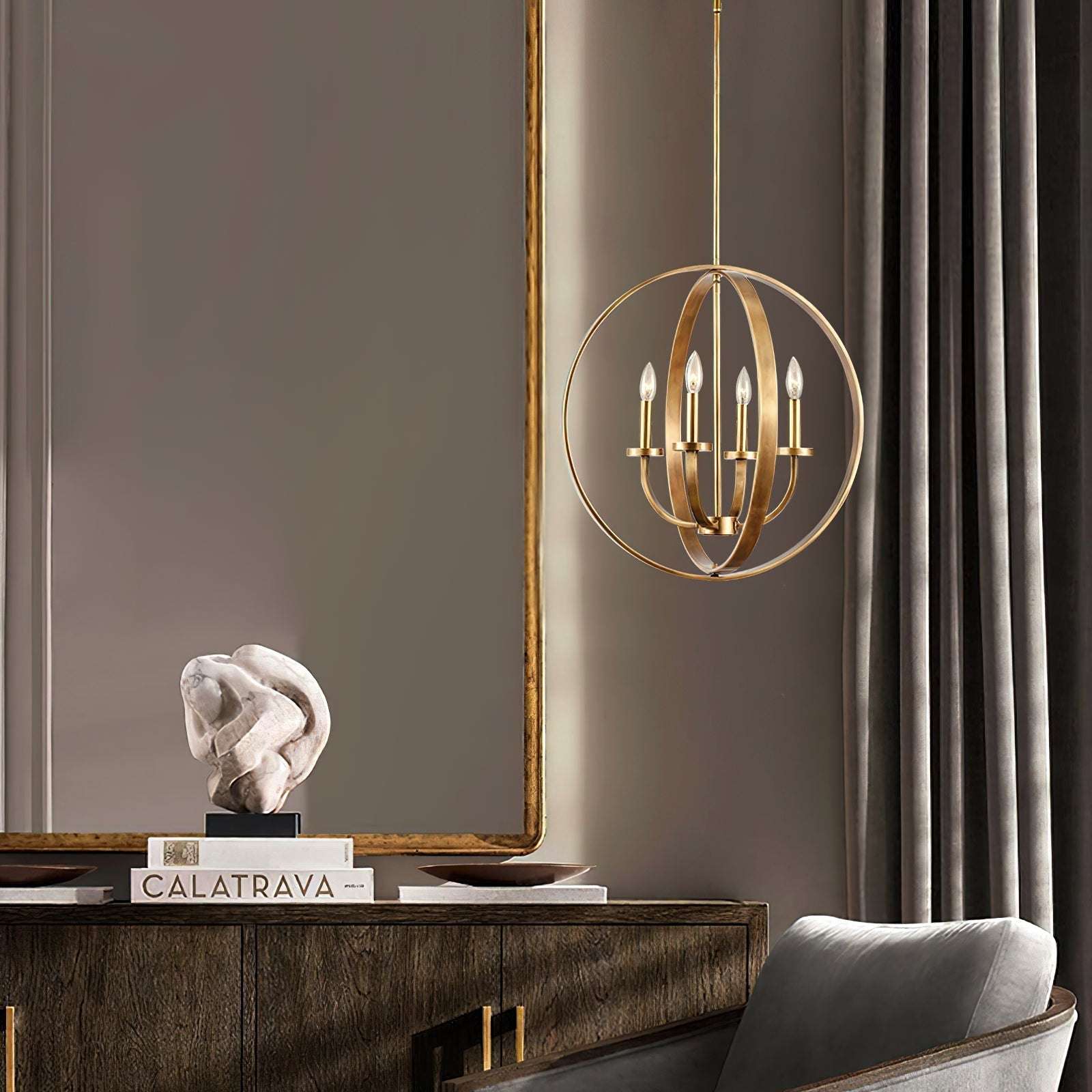 Icarila Vintage Industrial Brass Pendant Light