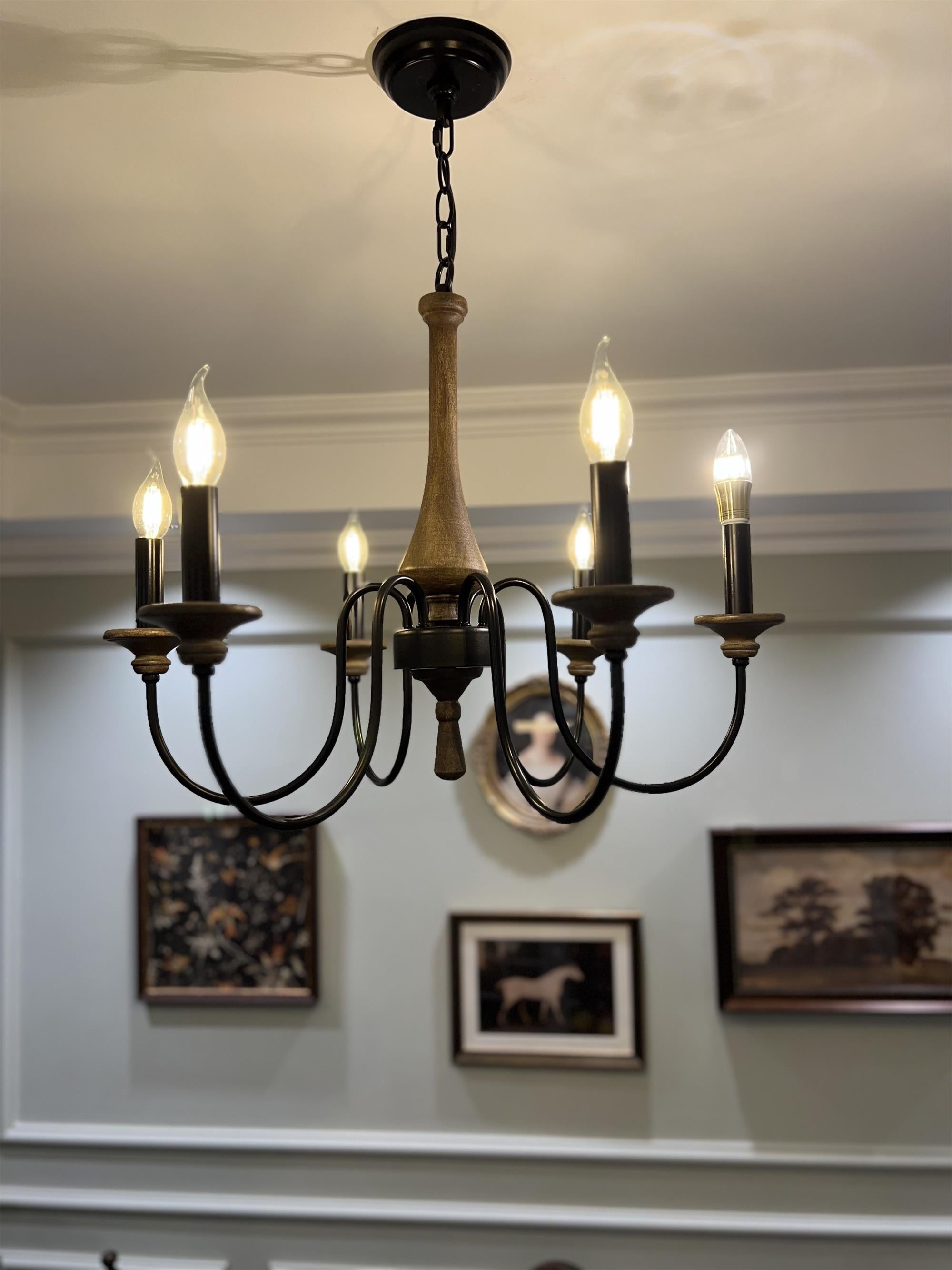 Alzorila Vintage Industrial Hand-carved Chandelier