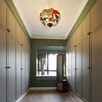 Tiffany Rustic Flush Mount Ceiling Light Glass Living Room