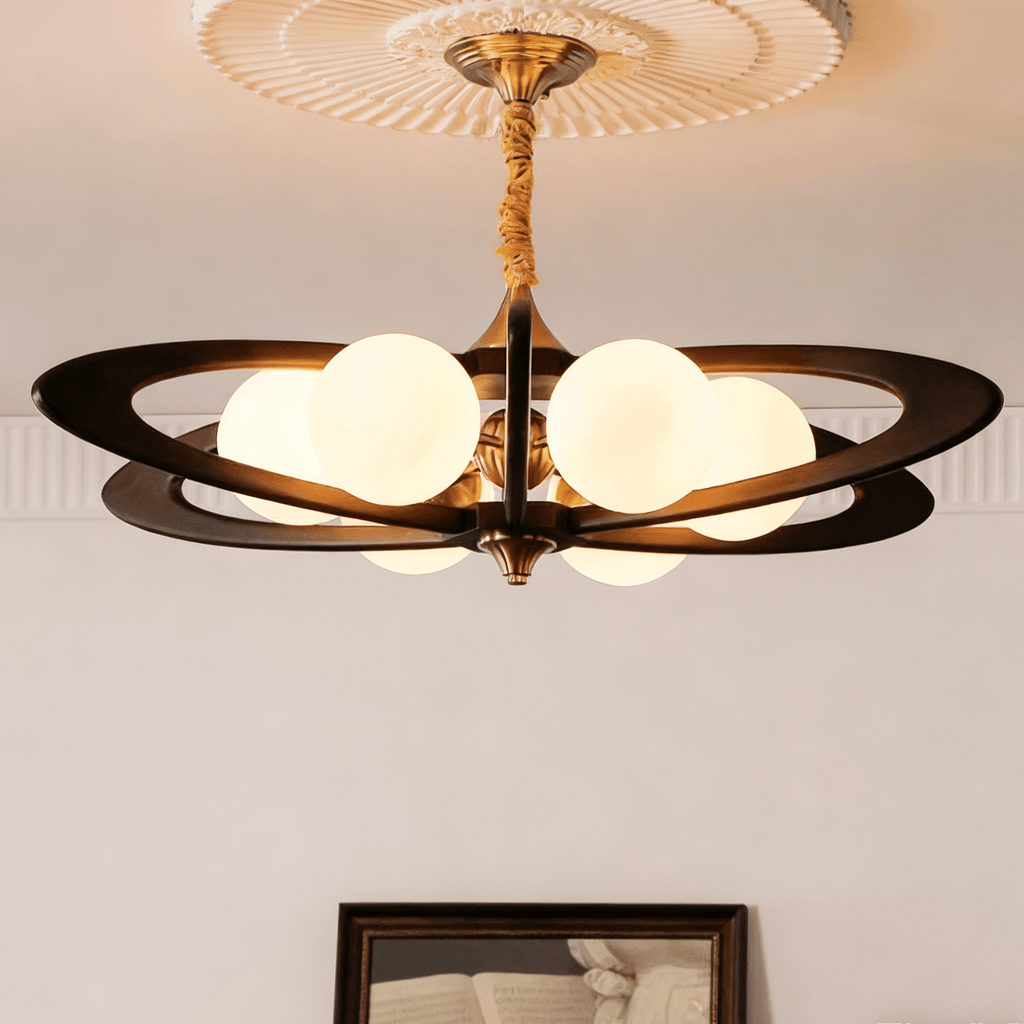 Evadra Celeste Contemporary Wood & Glass Chandelier