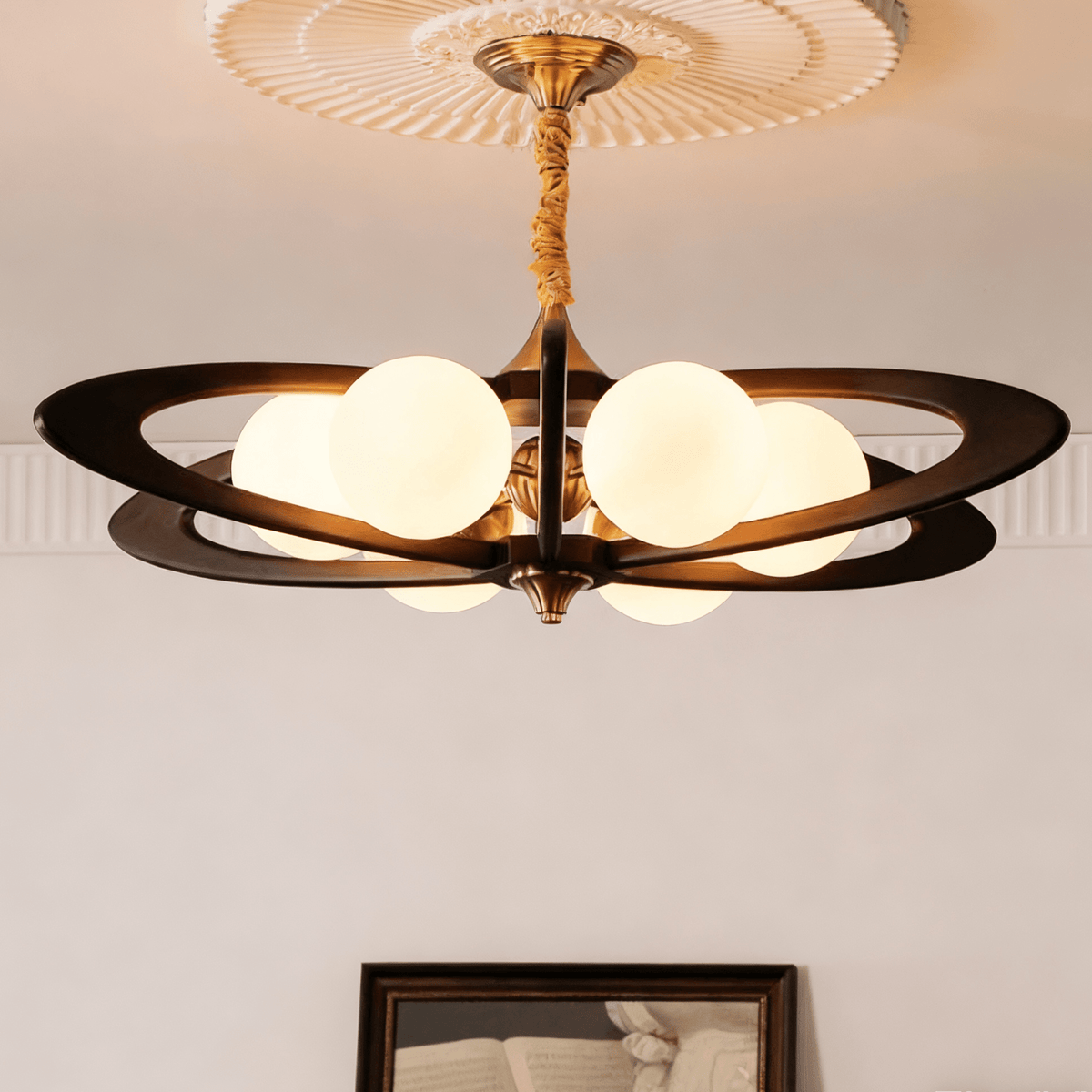 Evadra Celeste Contemporary Wood & Glass Chandelier