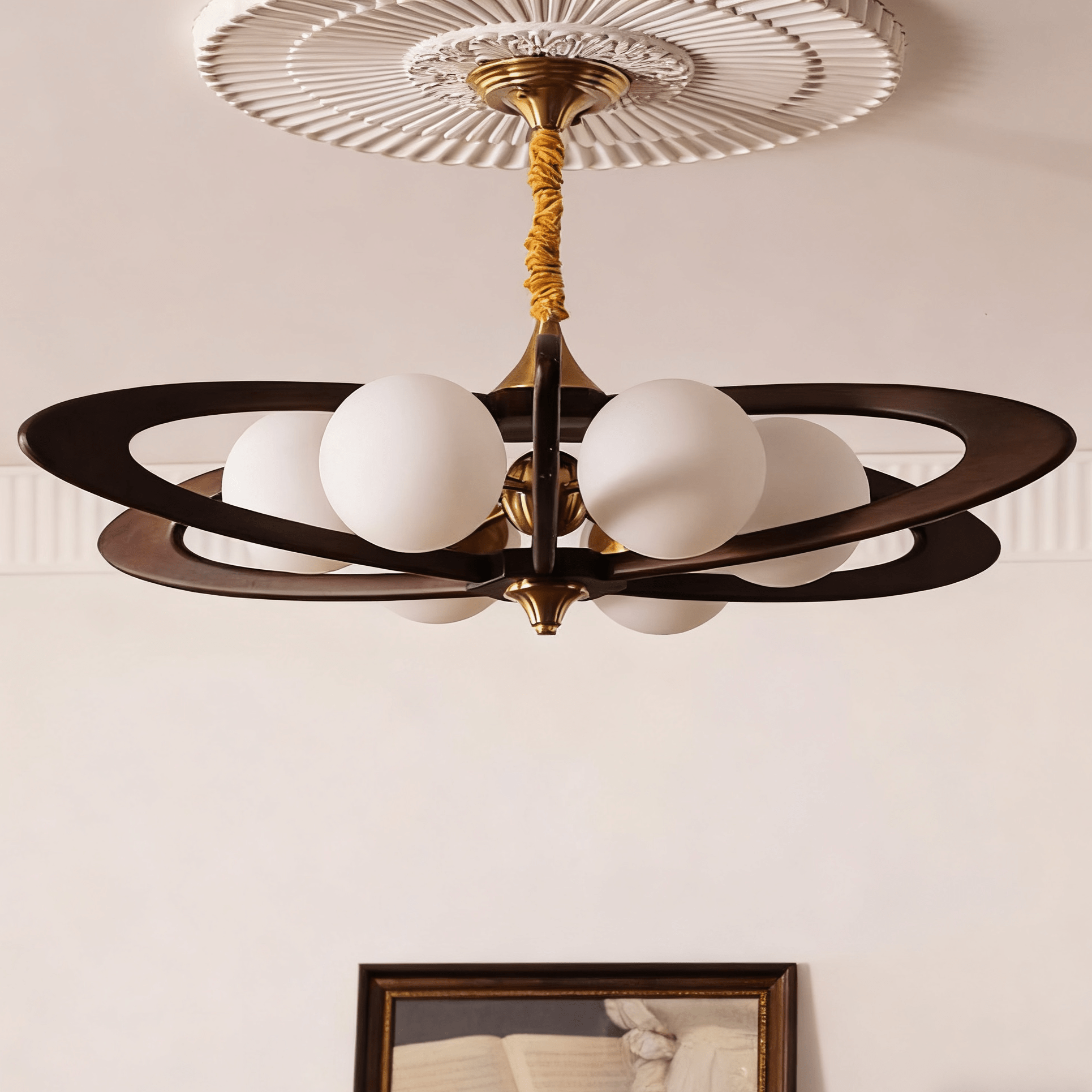 Evadra Celeste Contemporary Wood & Glass Chandelier