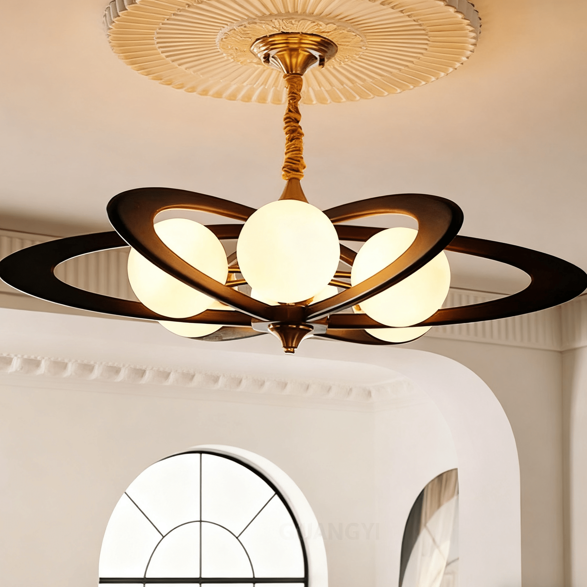 Evadra Celeste Contemporary Wood & Glass Chandelier