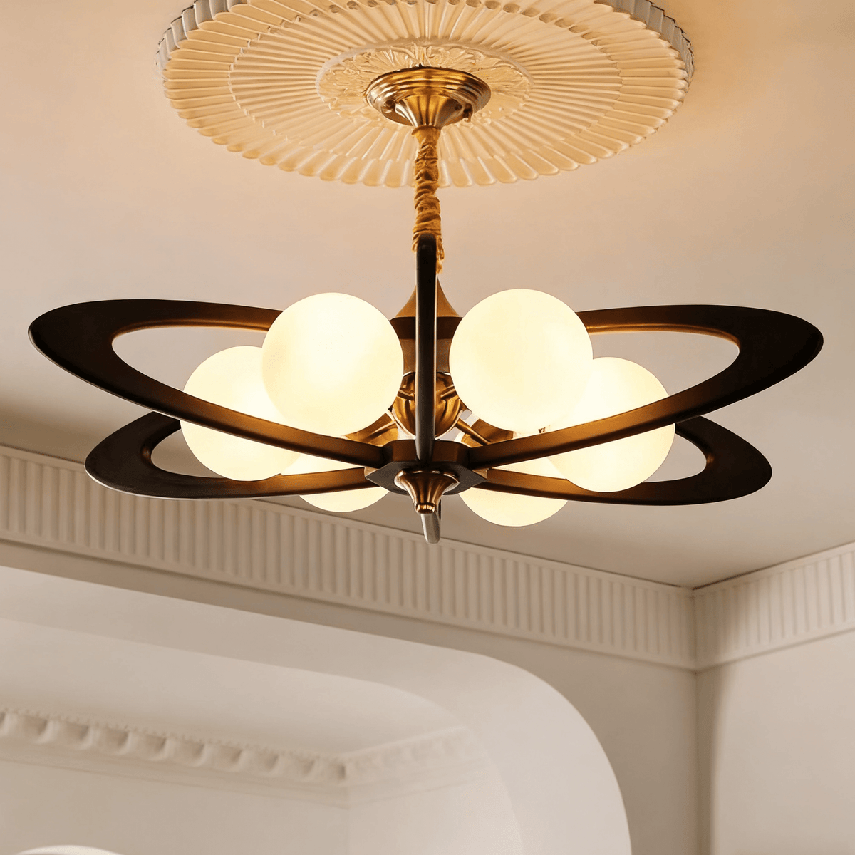 Evadra Celeste Contemporary Wood & Glass Chandelier