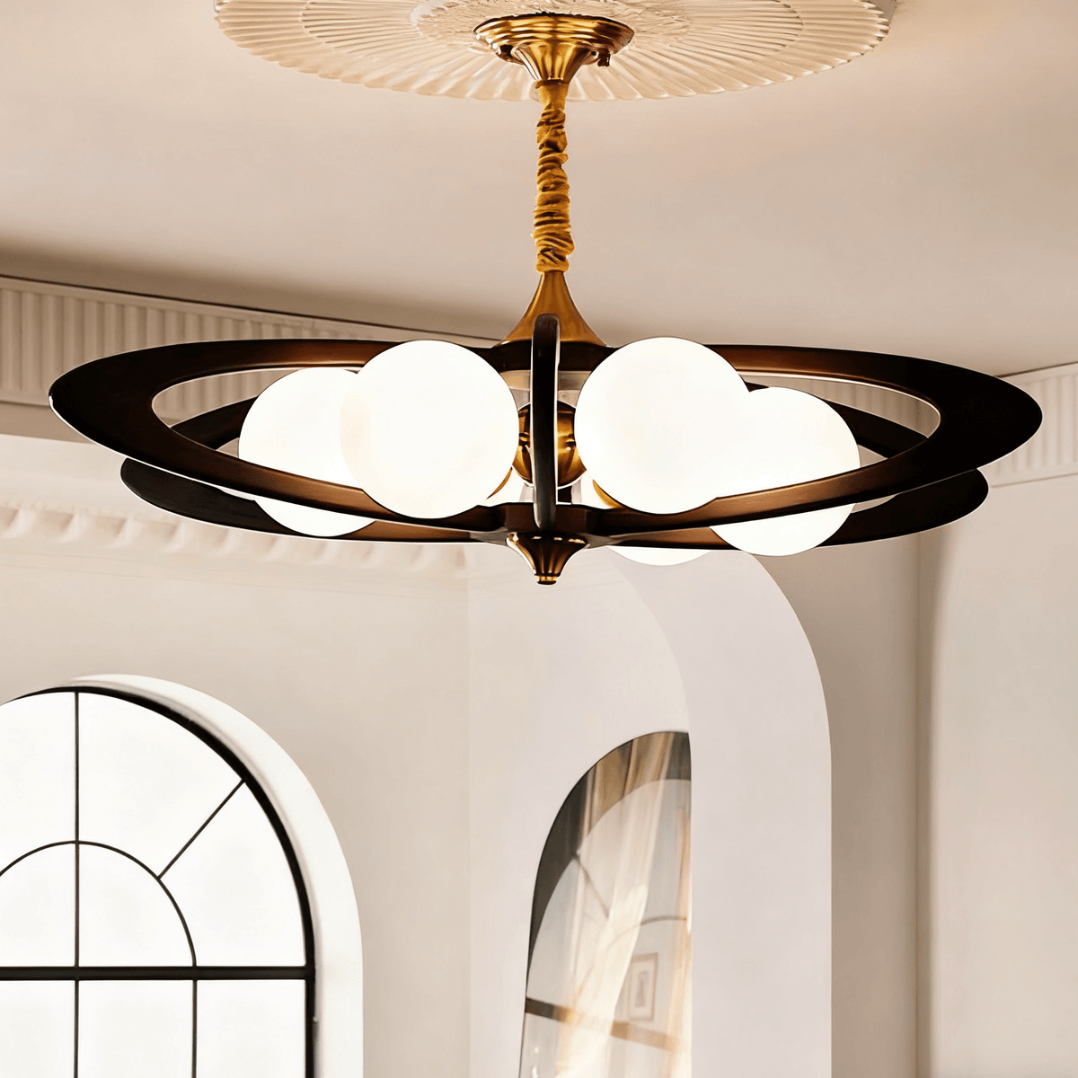 Evadra Celeste Contemporary Wood & Glass Chandelier