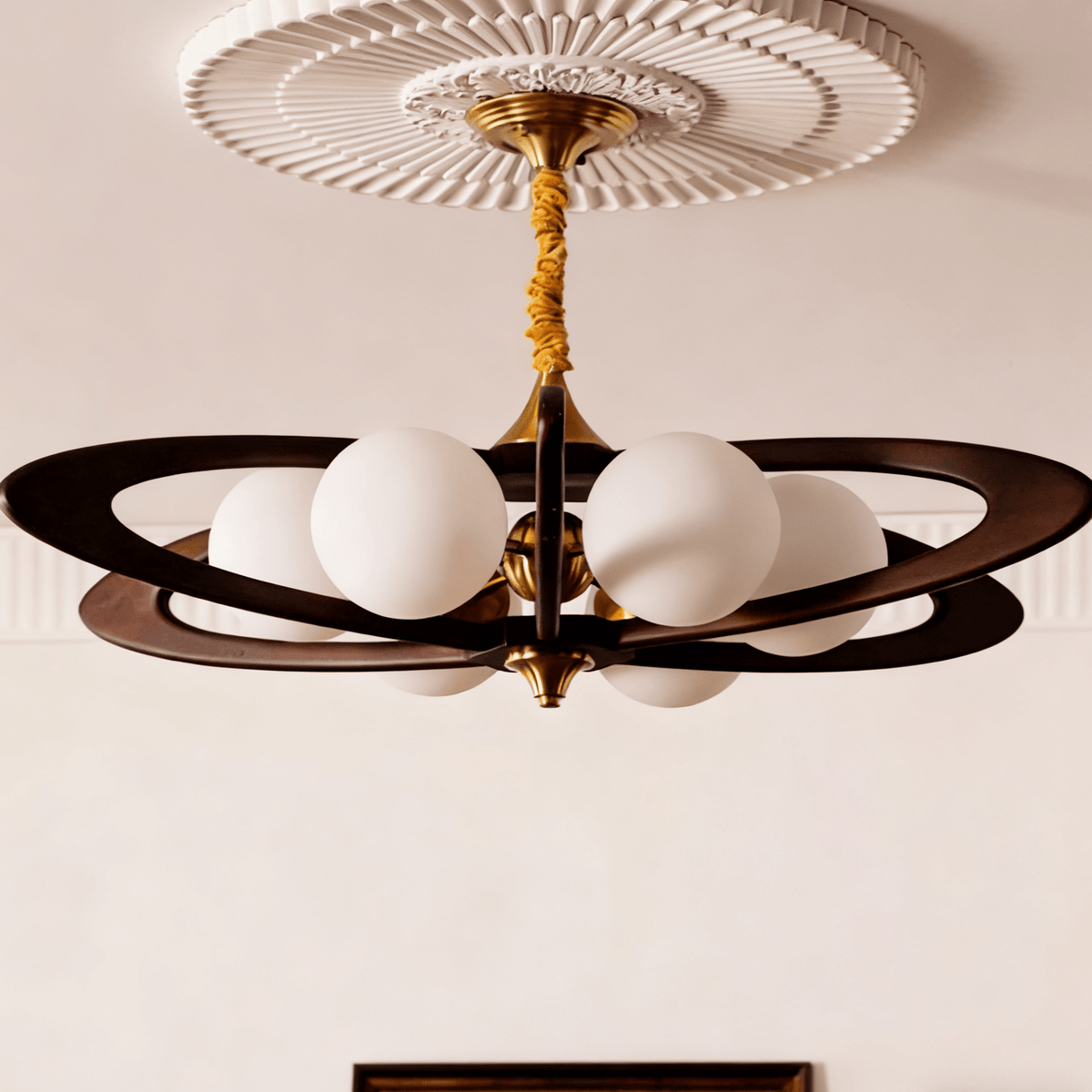 Evadra Celeste Contemporary Wood & Glass Chandelier
