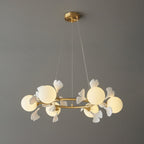 Olivia Ceramic Gingko Floral Brass Chandelier