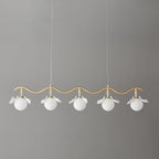 Olivia Ceramic Gingko Floral Brass Chandelier