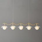 Olivia Ceramic Gingko Floral Brass Chandelier