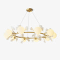 Olivia Ceramic Gingko Floral Brass Chandelier
