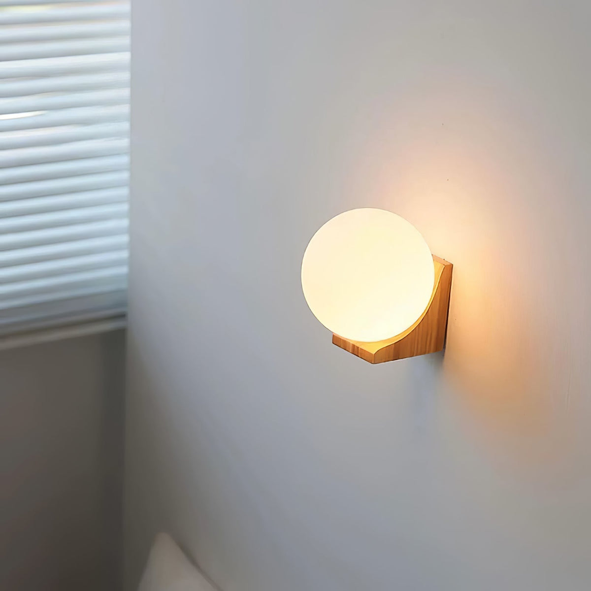 Icarara Modern Minimalist Orb Wood Glass Wall Lamp