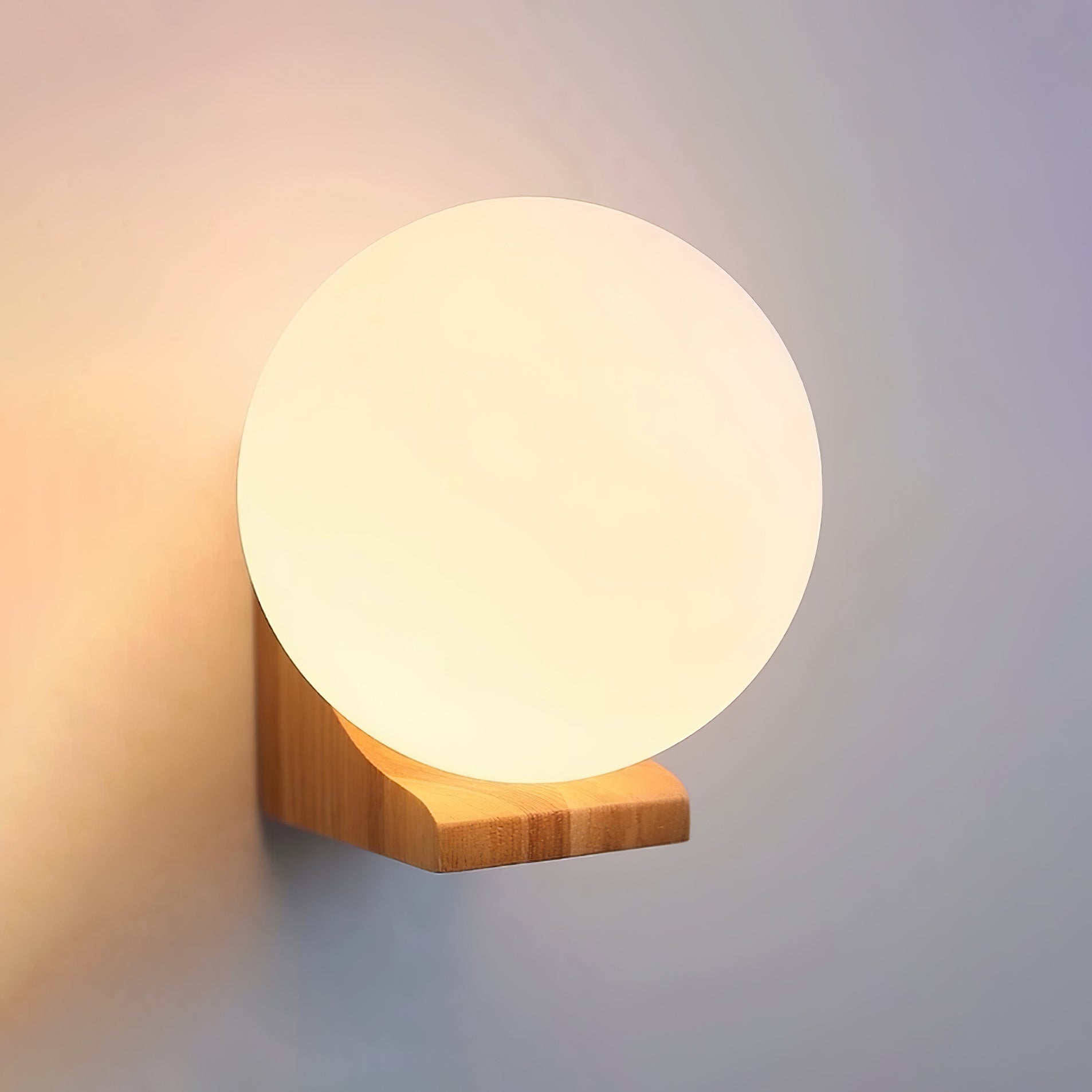 Icarara Modern Minimalist Orb Wood Glass Wall Lamp