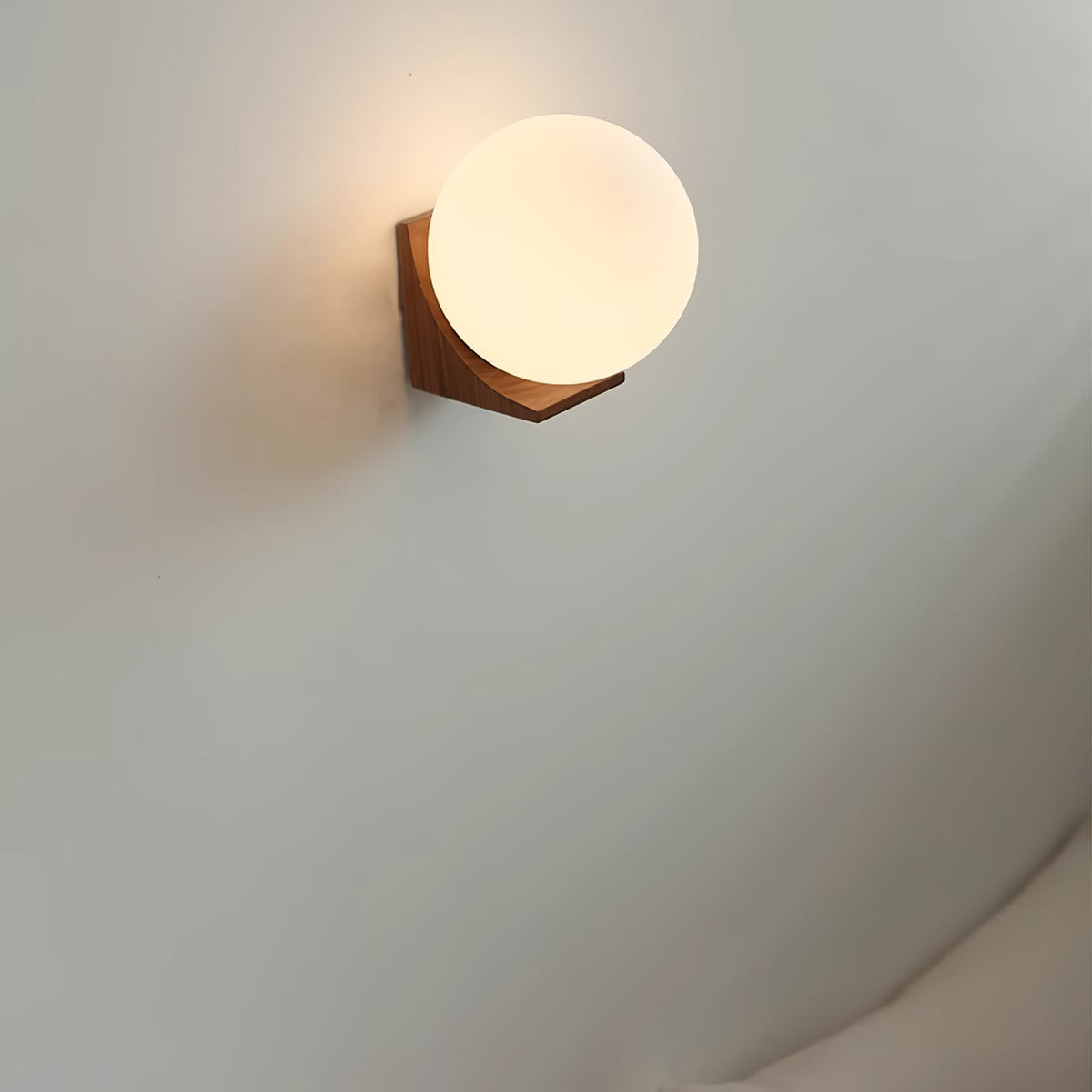 Icarara Modern Minimalist Orb Wood Glass Wall Lamp