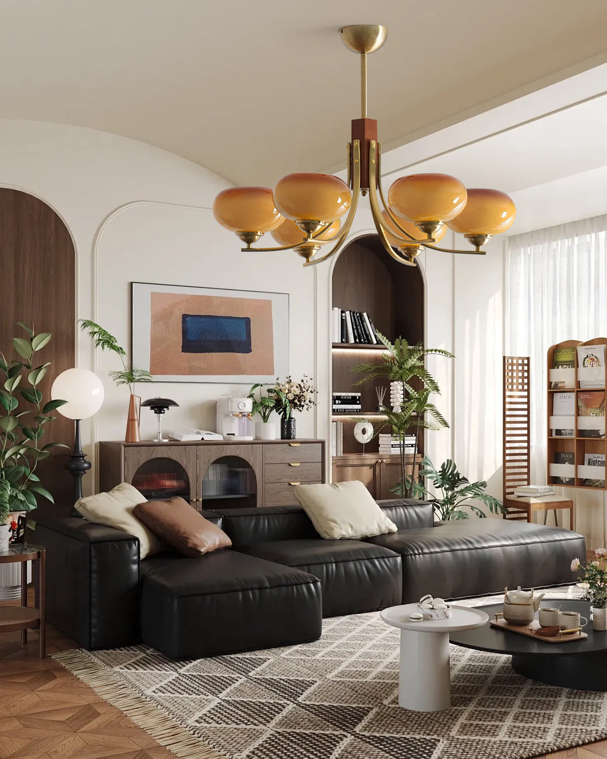 Auralyn 6-Light Amber Glass Globe Chandelier