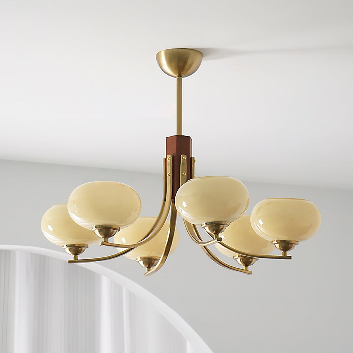 Auralyn 6-Light Amber Glass Globe Chandelier