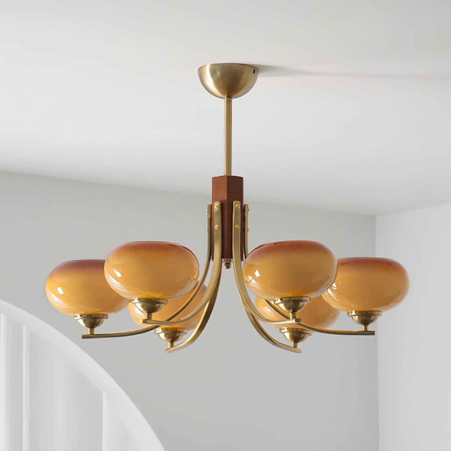 Auralyn 6-Light Amber Glass Globe Chandelier