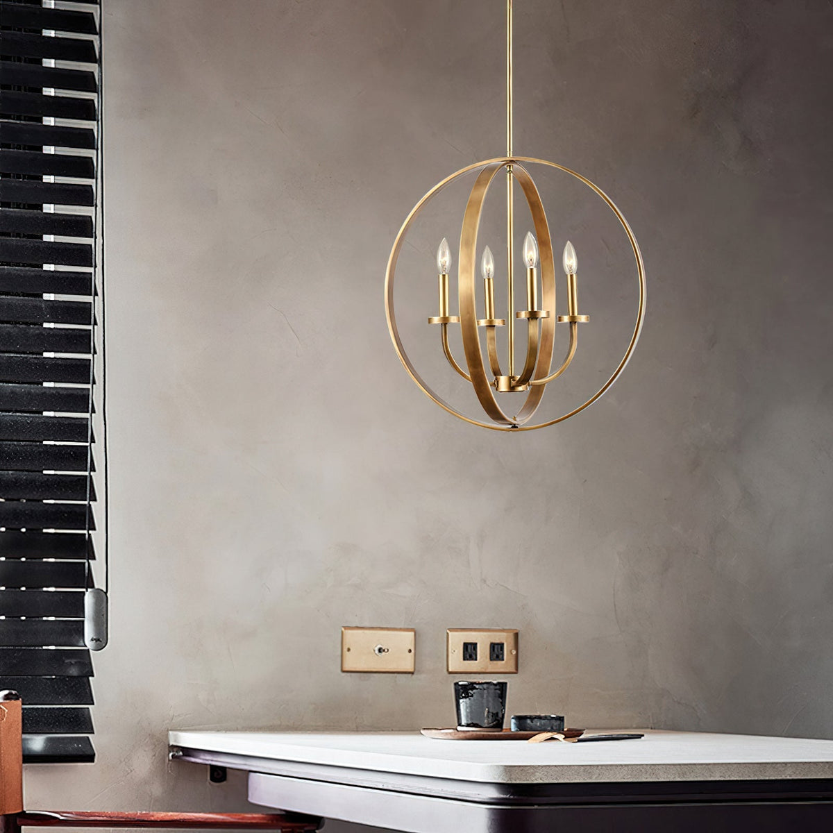 Lustra Chandelier Gold Lantern Frame