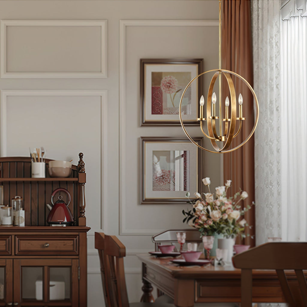 Lustra Chandelier Gold Lantern Frame