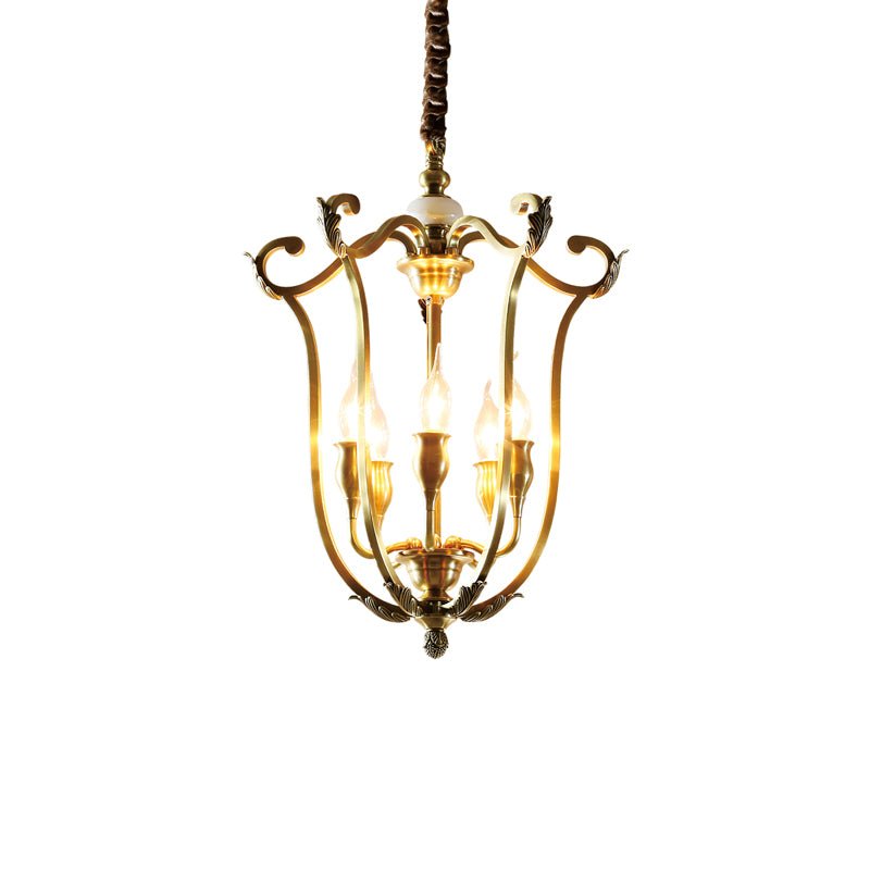 Lustra Chandelier Gold Lantern Frame