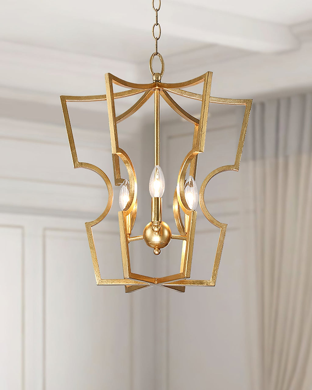 Lustra Chandelier Gold Lantern Frame