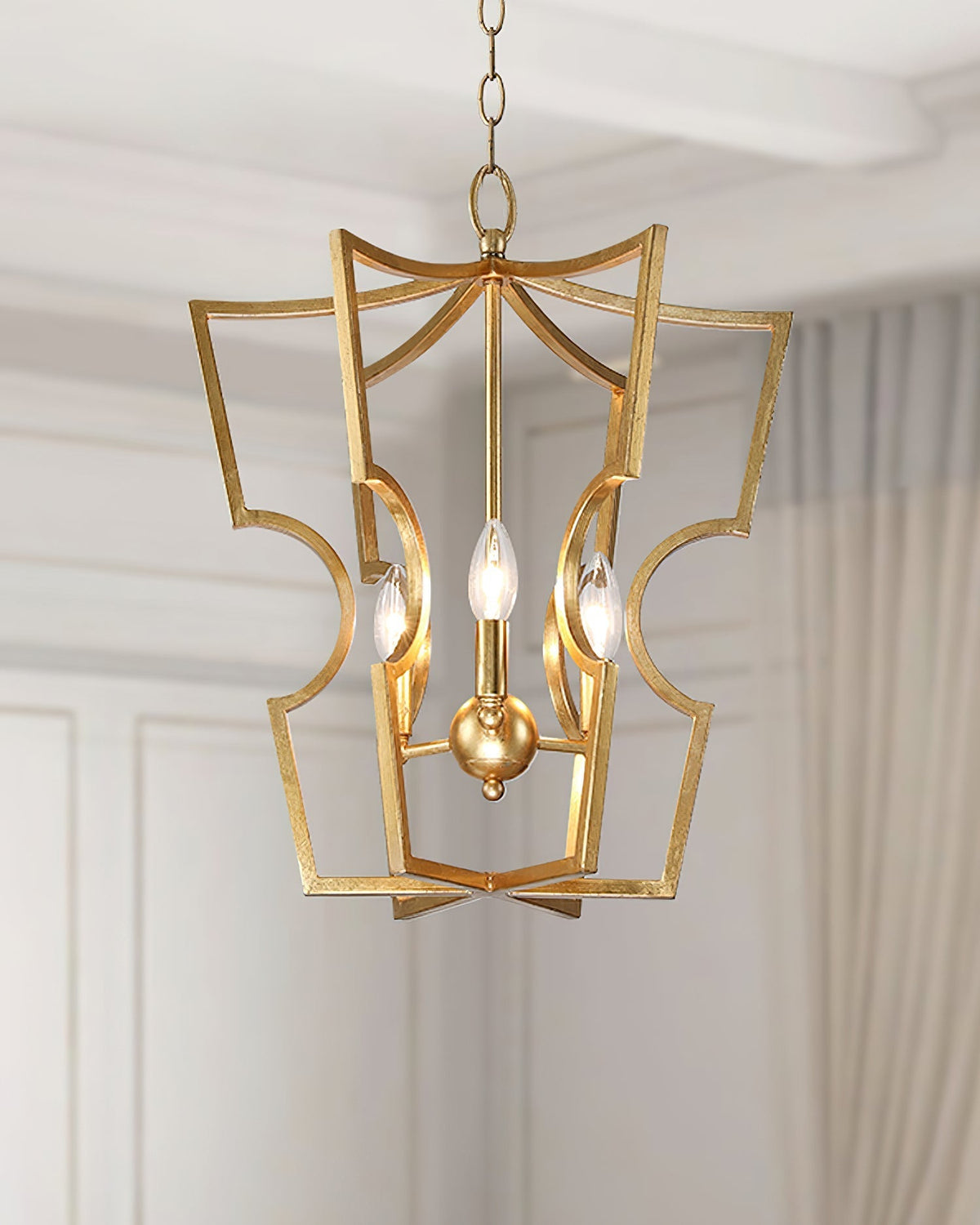 Lustra Chandelier Gold Lantern Frame