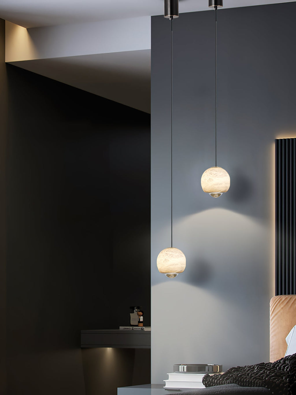 Zephaan Modern Minimalist Brass Alabaster Pendant Light