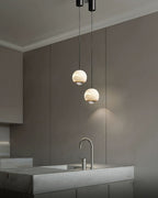 Zephaan Modern Minimalist Brass Alabaster Pendant Light